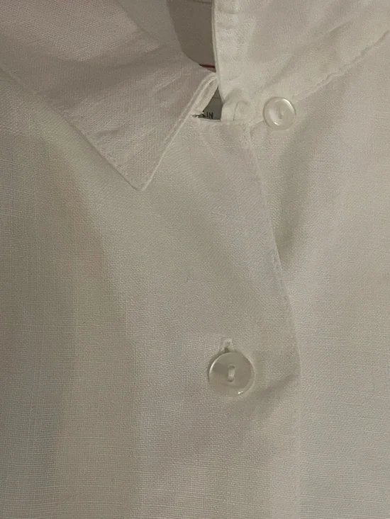 Talbots VTG 90s 100% Irish Linen White Button Down Shirt Womens 14 Utility Pocke - Picture 11 of 11